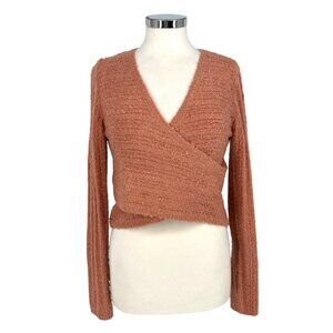 Le Lis Collection Textured Wrap Sweater Pink Size Medium